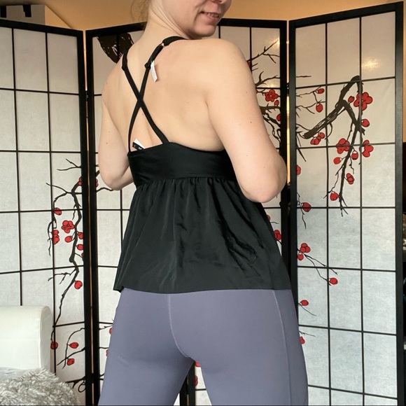 Adore Me Contour Plus Swim Top Swim Tankini Peplum Criss Cross Back Black - Picture 6 of 16